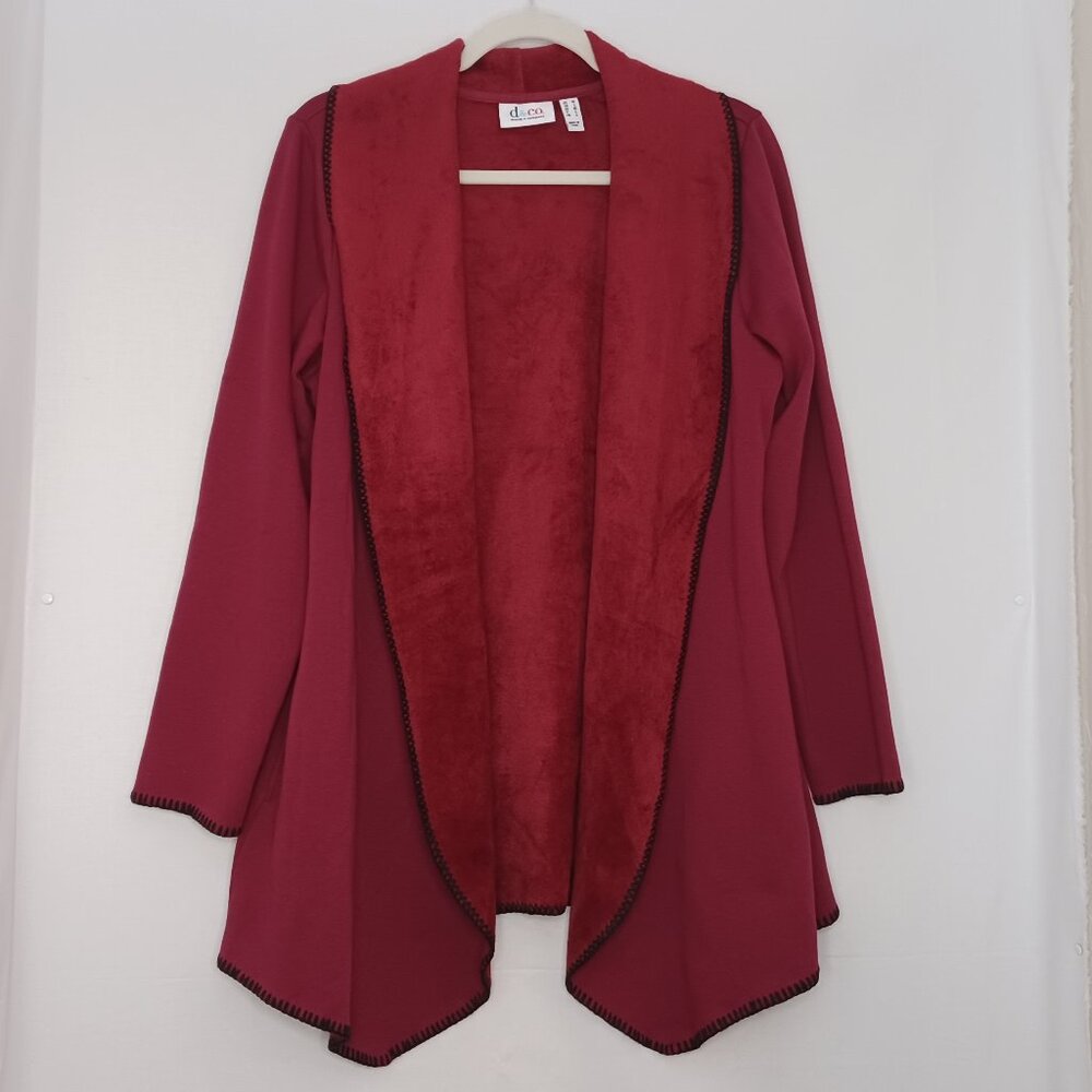 Women's D. & Co. Wine‎ Color Open Front Cardigan with Pockets Size Medium